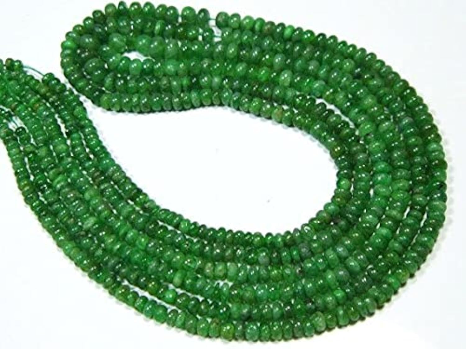 Tsavorite smooth rondelle 14" perle pierre verte 3-4mm pour collier