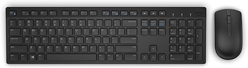 Teclado y mouse inalámbricos, de la marca Dell, Negro