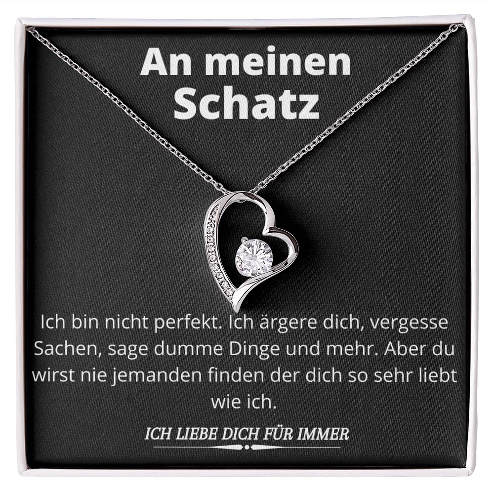 An Meinen Schatz Haltzkette Edle Halskette für Damen 14 Karat Weißgold Beschichtet, Muttertag, Jahrestag, Geburtstag Geschenk