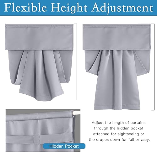 Miniatura 5 de RYB HOME Cortinas opacas para puerta, longitud autoadhesiva, longitud ajustable, cortinas de ventana para puerta Tricia, cocina, baño, comedor,