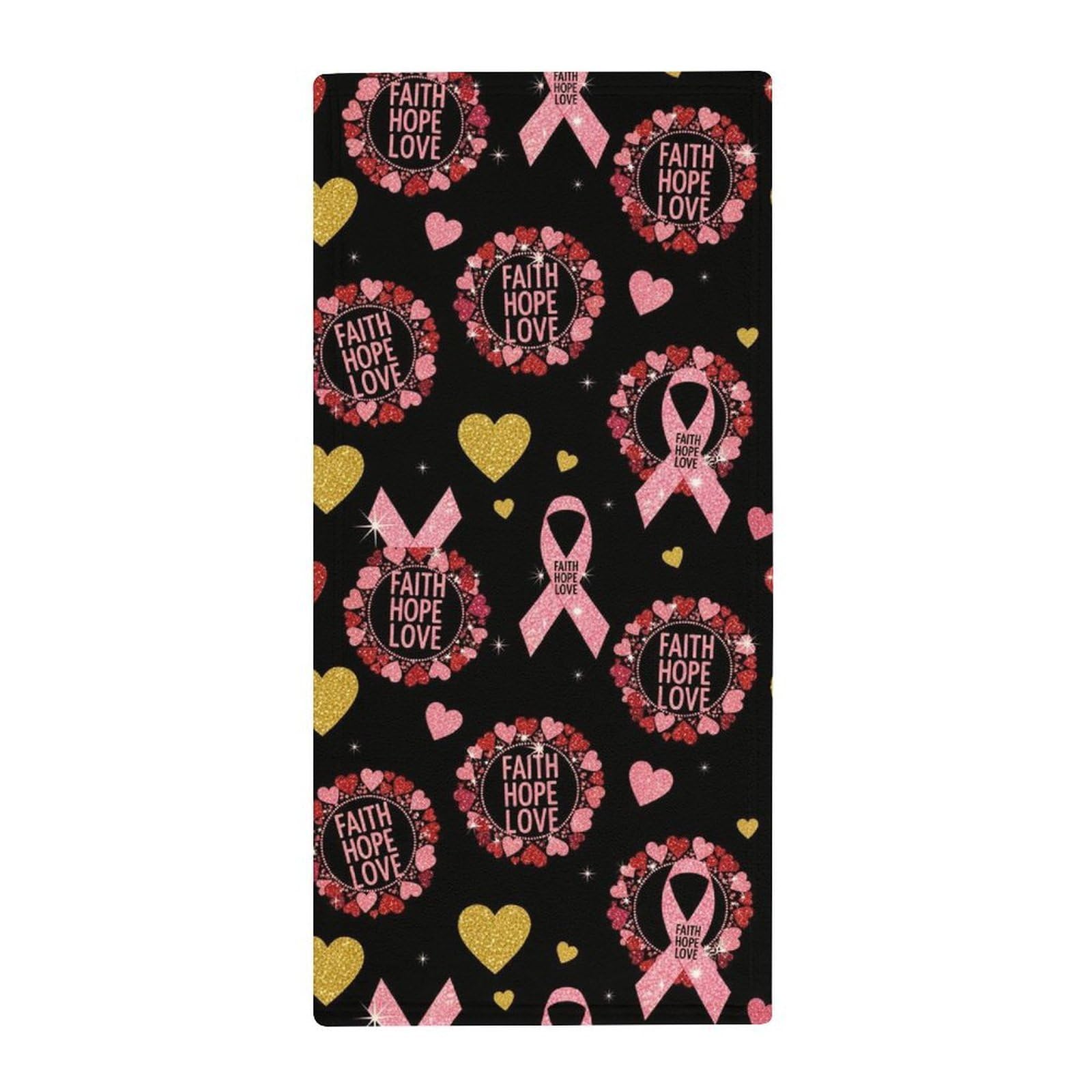 Anceky Soft Microfiber Hand Towels, Ribbon Breast Cancer Awareness Decorative Bath Towels for Hotels, Spa & Kitchen Drying Needs