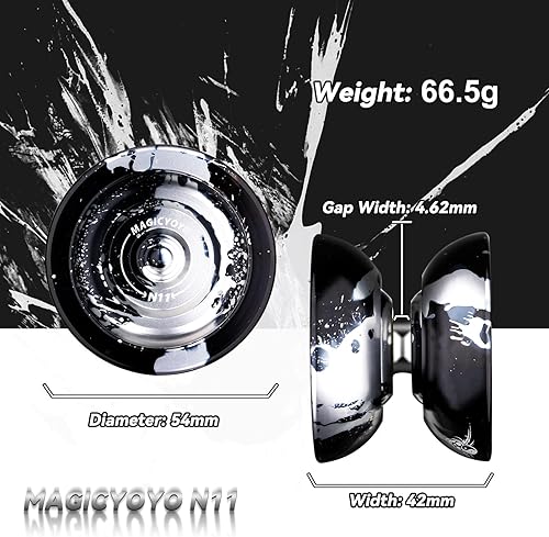 Miniatura 3 de Paquete de 2 Yoyos MAGICYOYO N11 Negro Plata Dual Purpose Yoyo + N11 Sky Blue Golden Responsive Yoyo