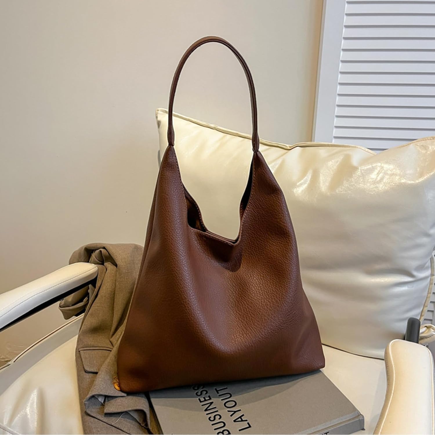 Hobo Tote Bags for Women Casual Slouchy Shoulder Bag Trendy Vegan PU Leather Suede Purse Handbag for Work Weekender Travel - Image 7