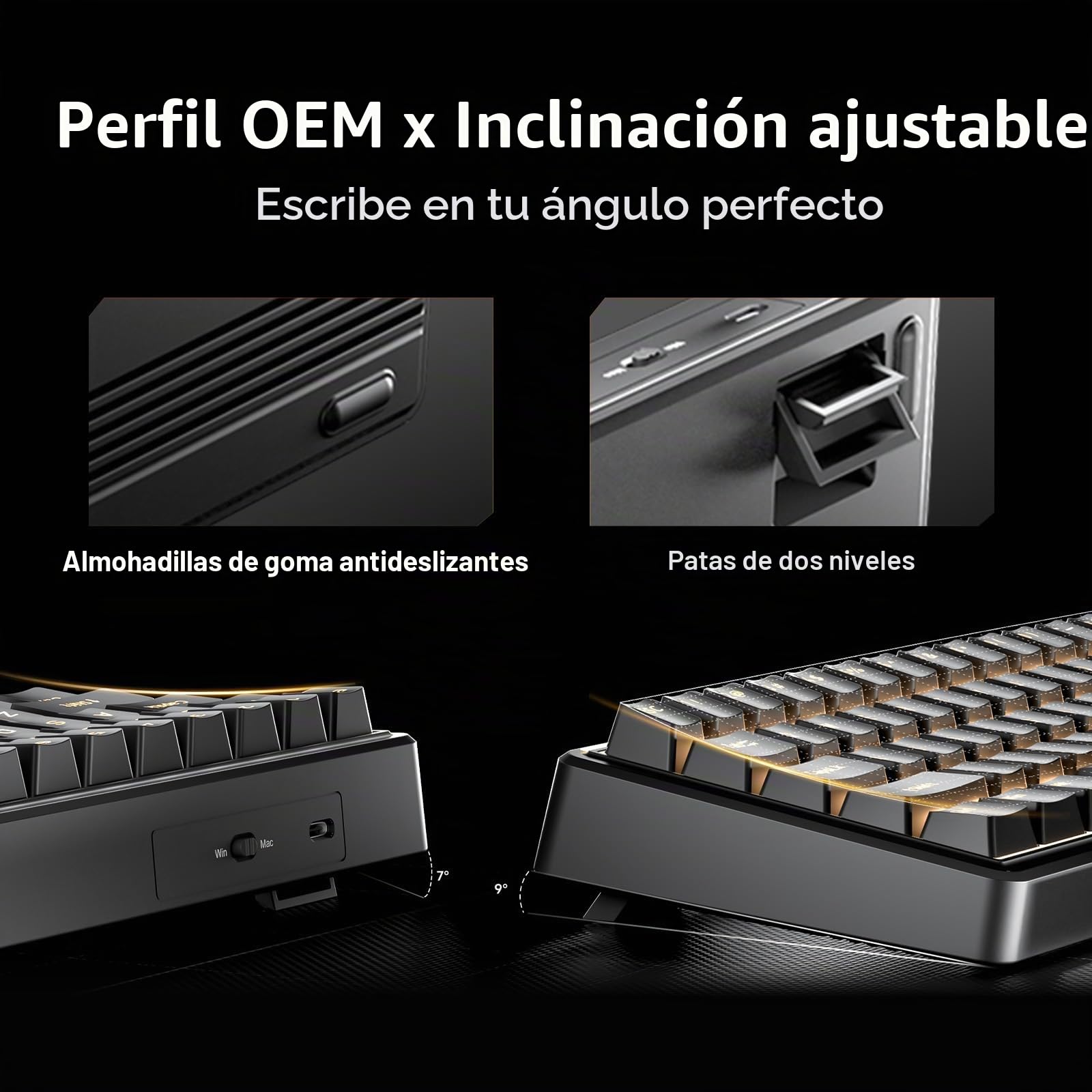 Dierya DK68E Teclado Gaming, 60% Teclado Mecánico Gasket con Knob, RGB Hot Swap Switches Lineales Cremosos, Compacto 66 Teclas Anti-Ghosting, Disposición QWERTY-US, Negro