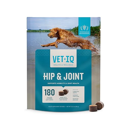 VetIQ Glucosamine Hip & Joint Supplement for Dogs, 180 Soft Chews, Joint Support Supplement with MSM and Krill, Dog Health Supplies Large & Small Breed, Chicken Flavored Chewables - Standard Strength - 180 Count