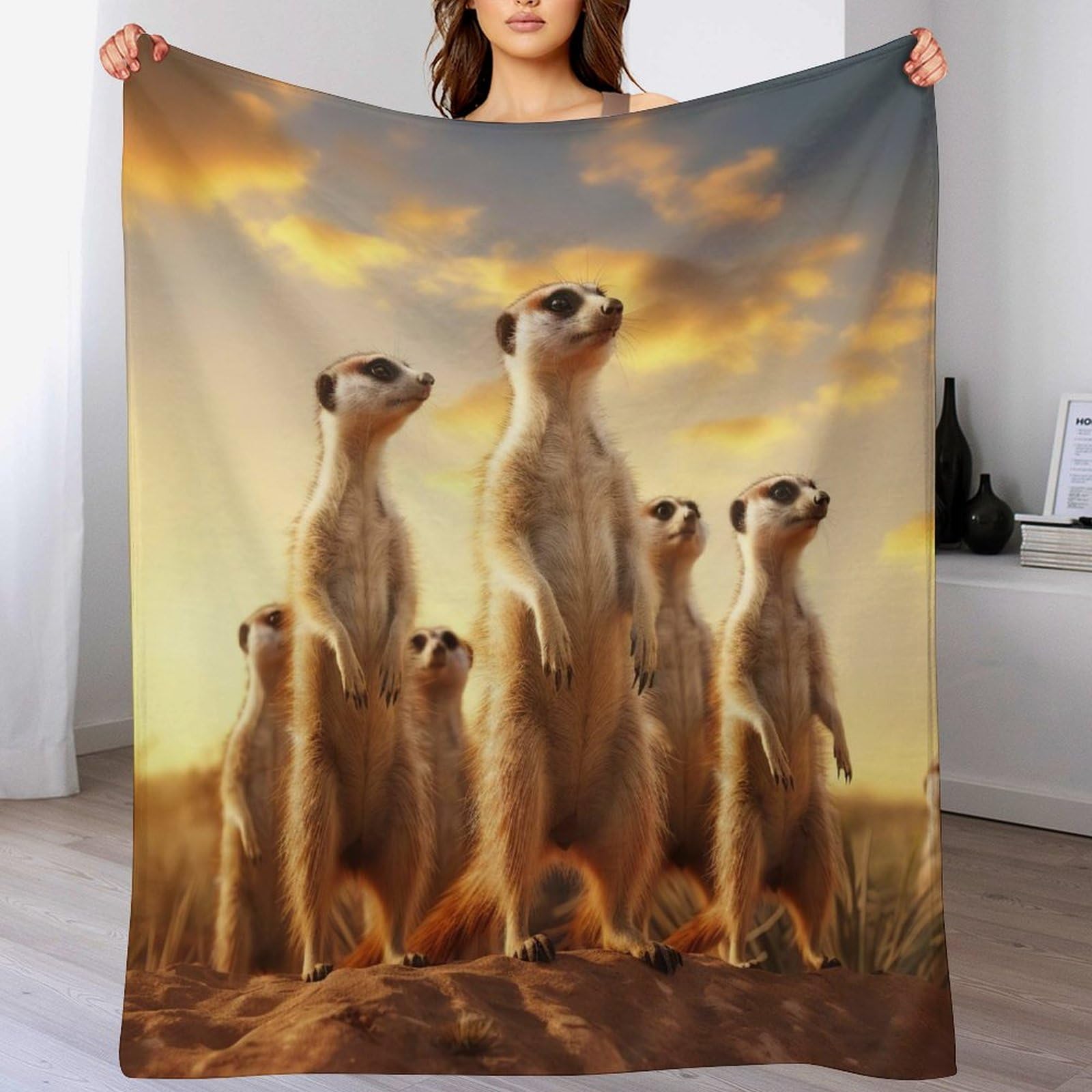 Plaid Couverture Polaire pour Canapé et Lit Cosy Suricate 130x150