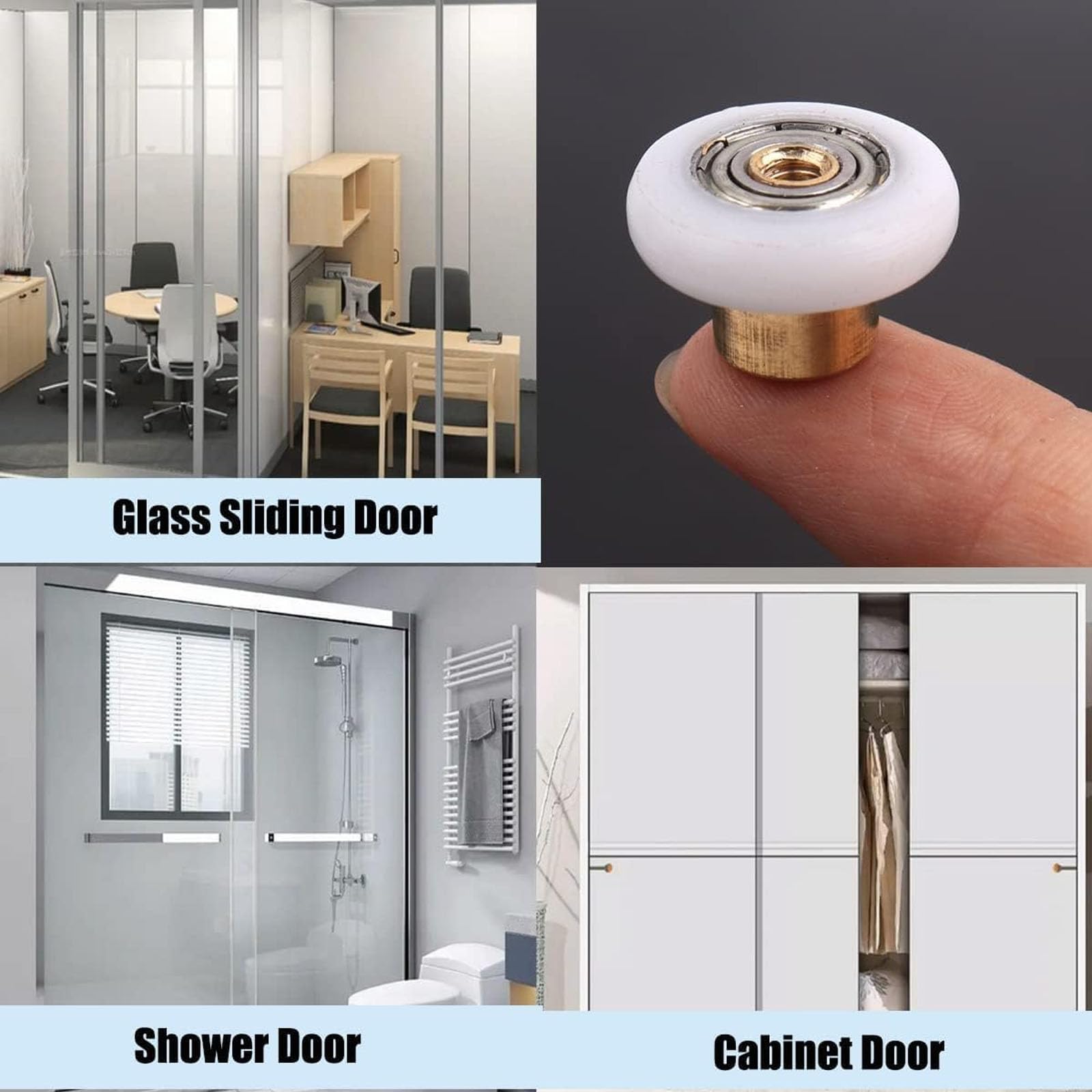 6-Pack 25mm Stainless Steel Shower Door Rollers – Smooth & Quiet Wheels For 4-6mm Glass Sliding Doors