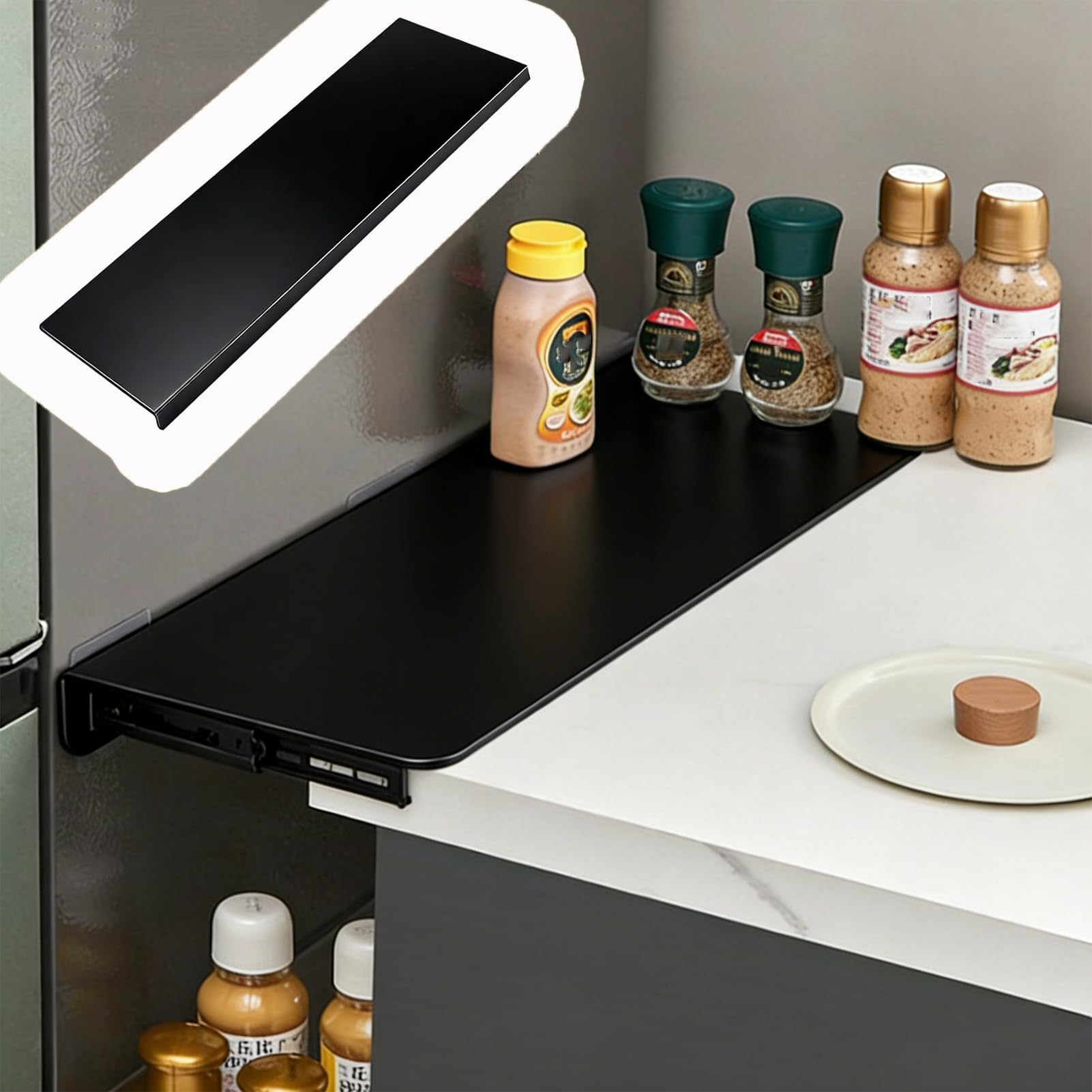 Extensión lateral de encimera de cocina para aprovechar el hueco junto al refrigerador