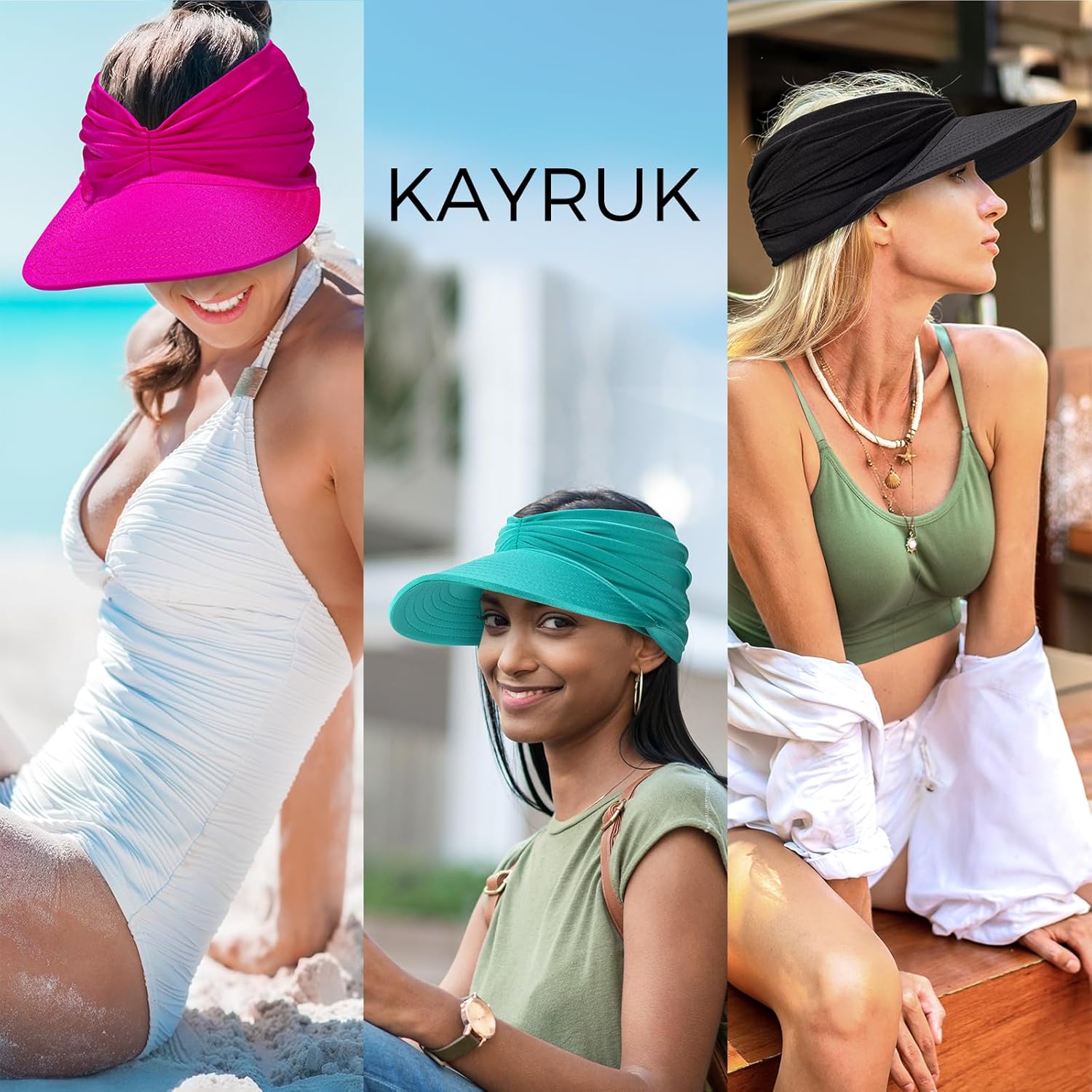 Sun Visor Hats for Women, Summer Visor Cap Adjustable Beach with Wide Brim for Sports Travel Hiking - Image 6