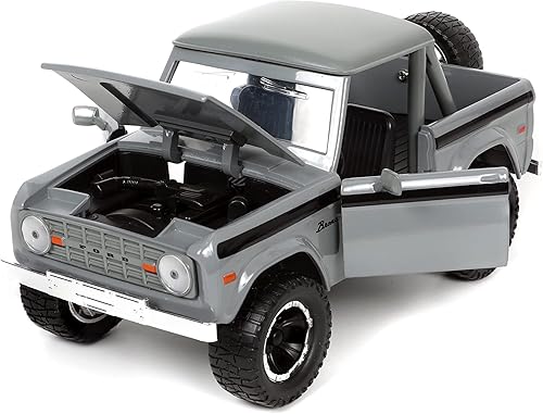 Miniatura 6 de Jada Toys Just Trucks 1:24 1973 Ford Bronco - Coche fundido a presión, color gris, juguetes para niños y adultos