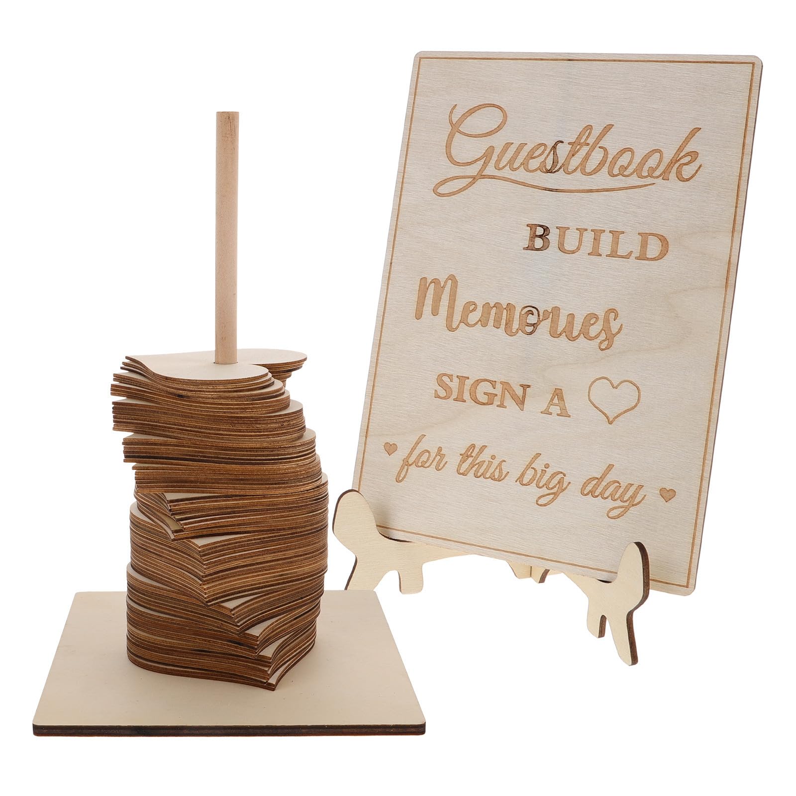 Libro de visitas de madera para boda elegante y artesanal para recepción beige