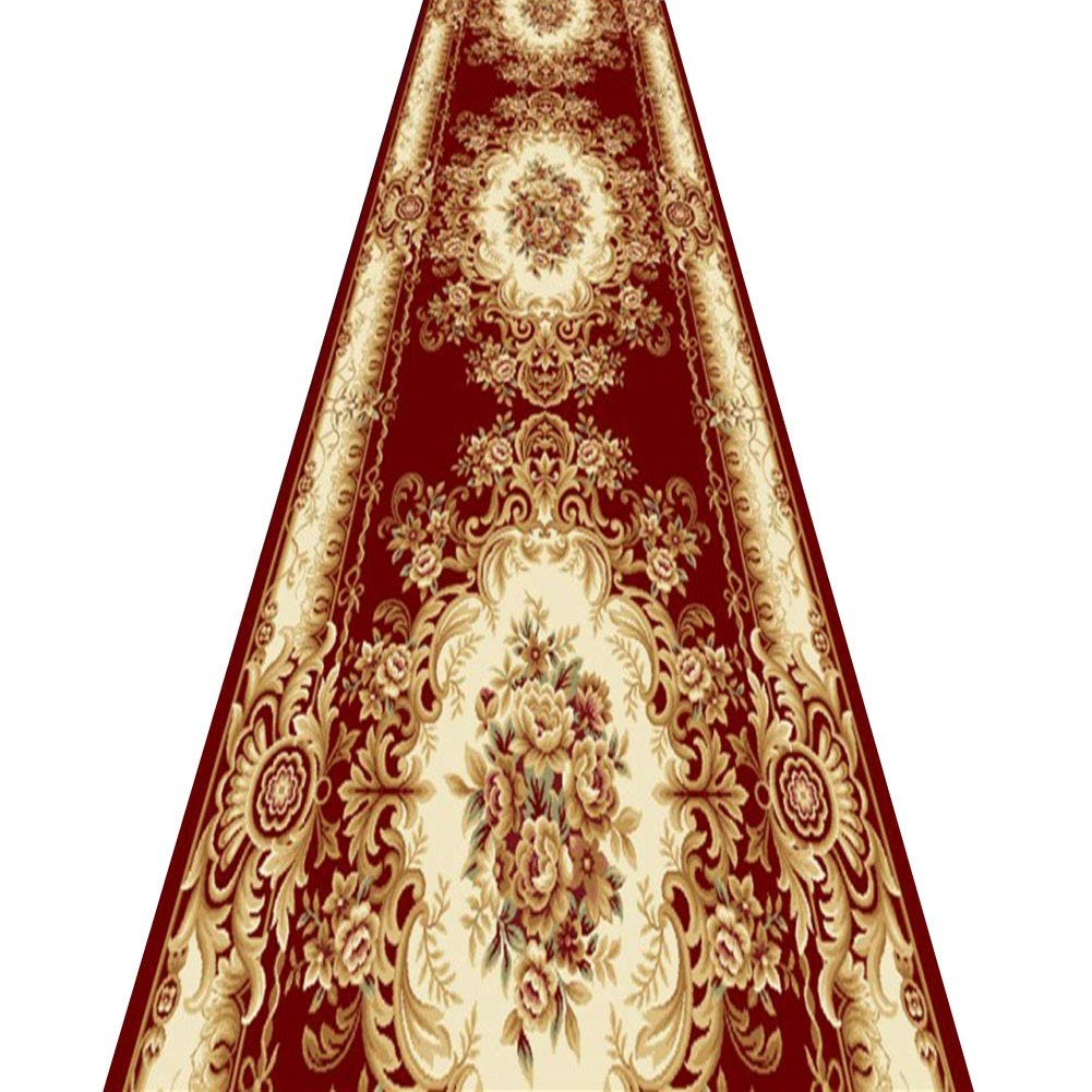 Alfombra de pasillo largo ZRUYI roja de 0.8x3m con estampado de flores nórdicas