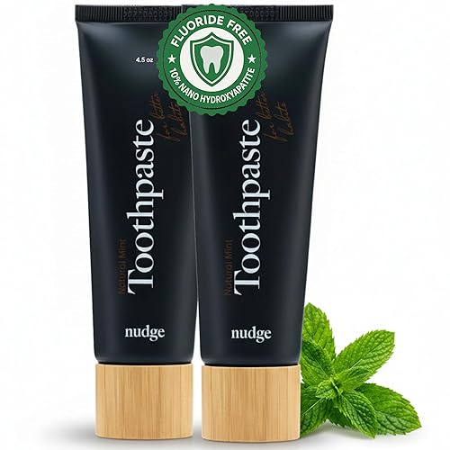 Nudge Pasta de dientes hidroxiapatita para minimizar la irritación, remineralizar y blanquear. Natural, no quema, sin flúor, sin espuma, ideal para
