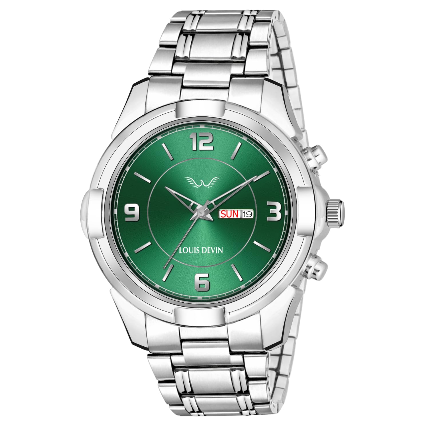 Stainless Steel Chain Analog Wrist Watch for Men with Day and Date Display (Green Dial) | LD-GR430-GRN-CH-image-43