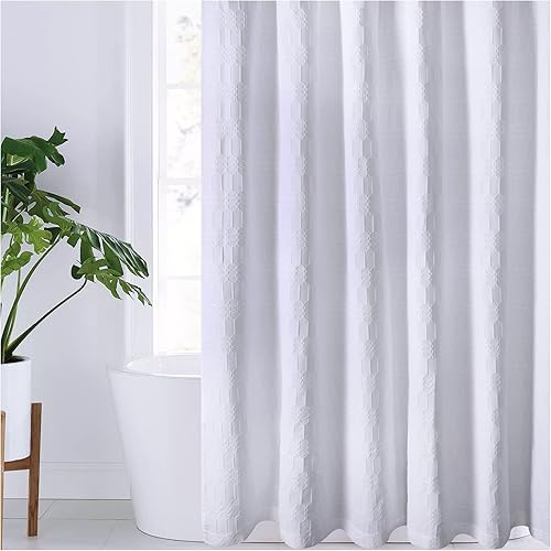 Chlophy Cortina de ducha bohemia 100  tela de algodón texturizada cortinas de ducha con peso pesado para baño con patrón de piqué cortina de ducha disponible en Yaxa Colombia