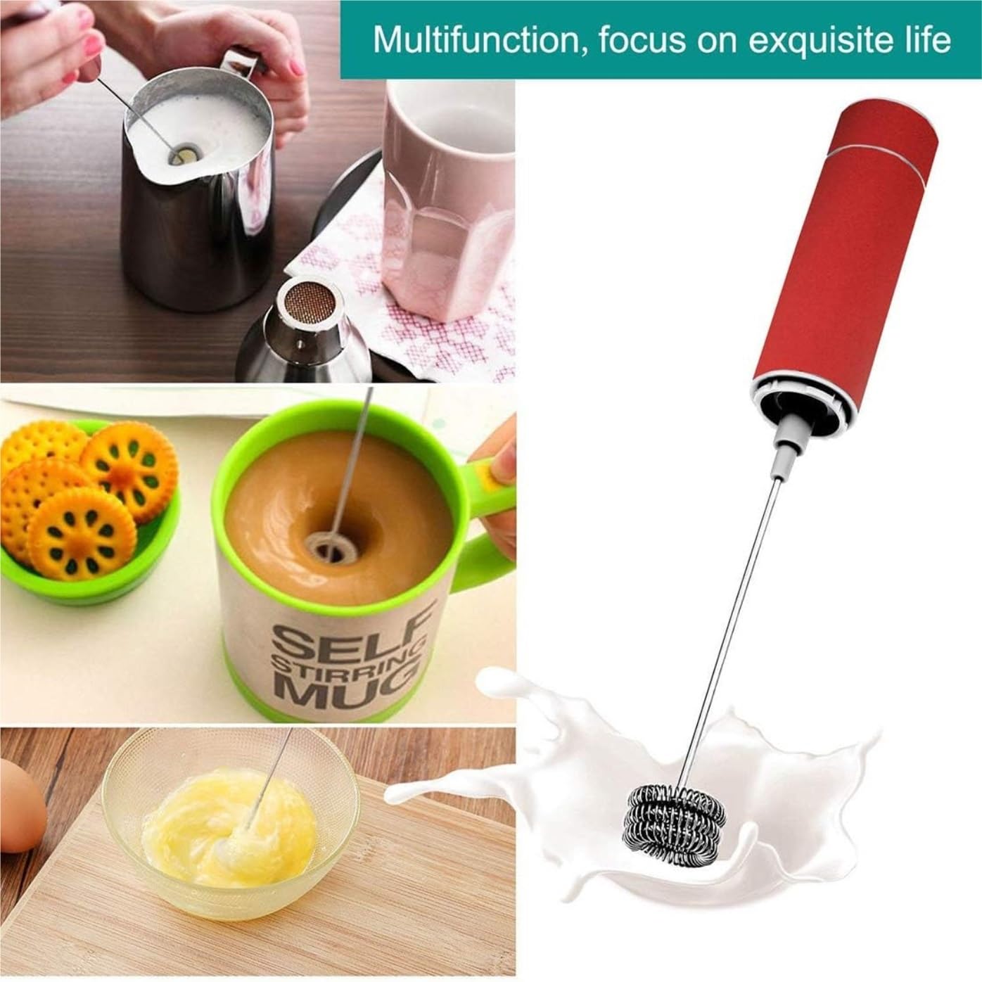 Frullino Montalatte per Macchiato Montalatte in Acciaio Inossidabile, Creatore di Schiuma Portatile, Miscelatore Portatile per Bevande con Frusta Schiumatore Latte