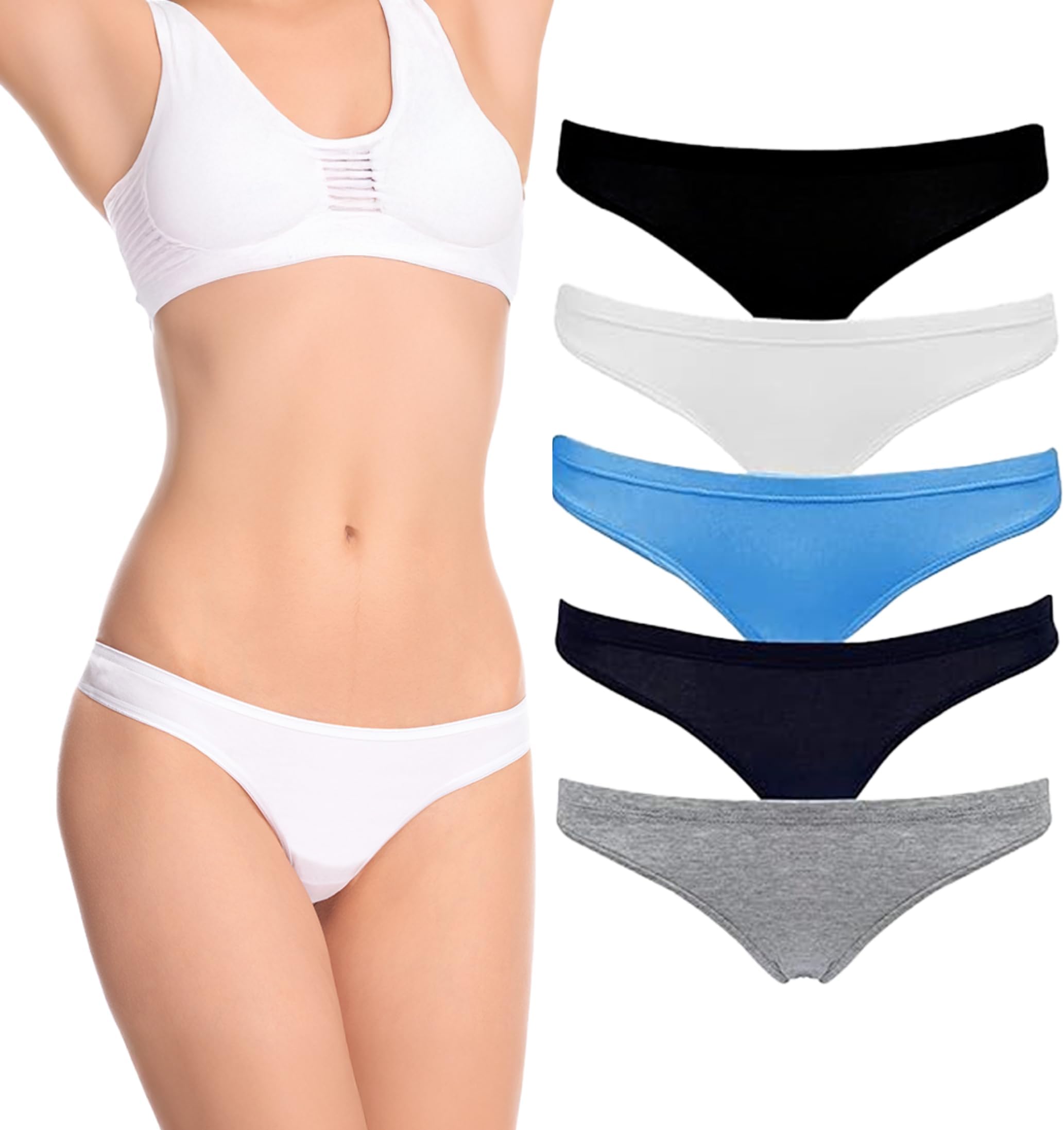 Emprella Cotton Underwear Women, 8 or 5 Pack Womens Bikini Seamless Ladies Cheeky Panty
