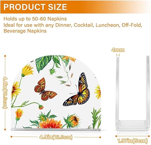 Miniatura 4 de Servilletero de girasoles y mariposas para mesa de papel, dispensador de pañuelos acrílicos, cocina, comedor, baño, fiesta, decoración de automóvil