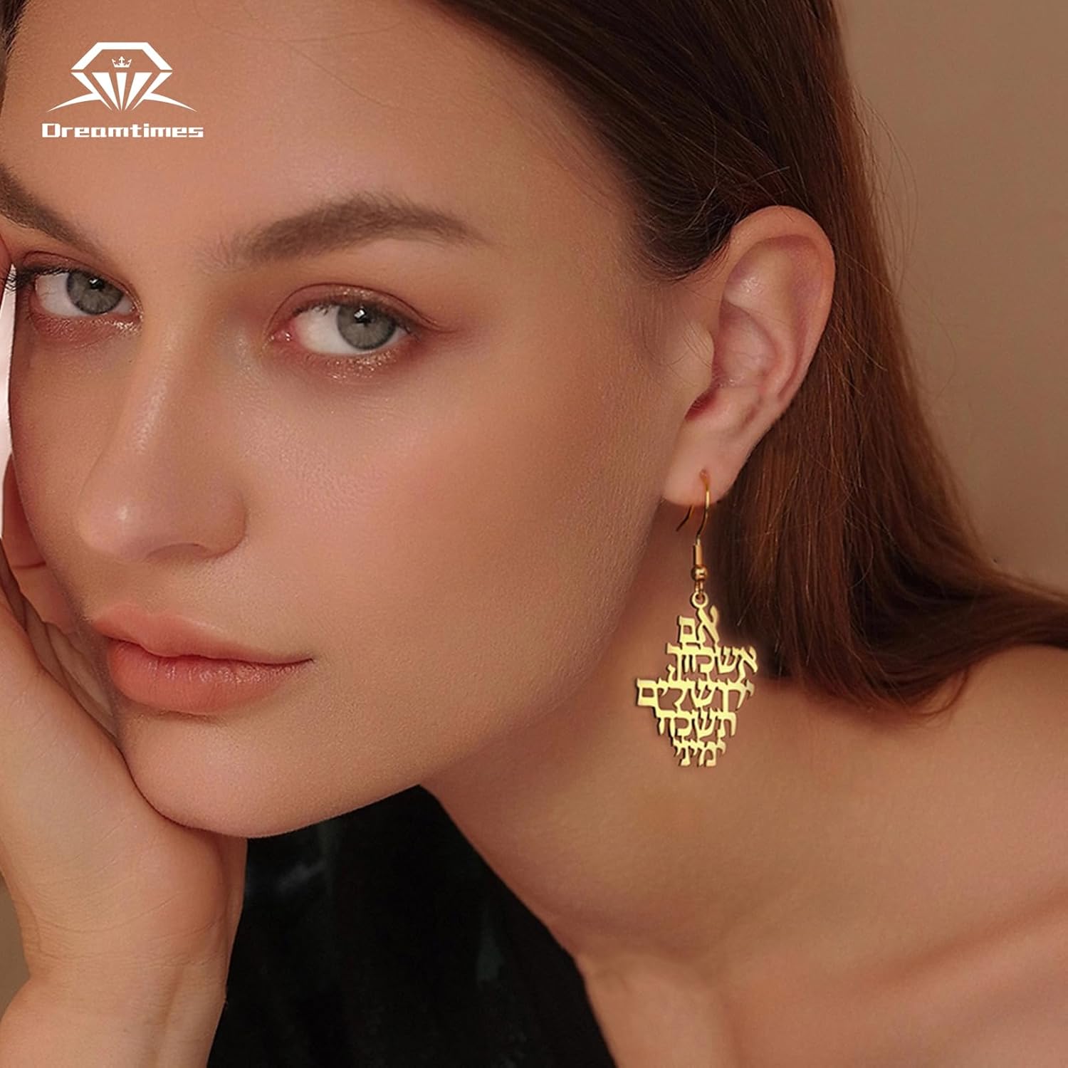Dreamtimes Remember Jerusalem Earrings Jewish Prayer Biblical Hebrew Verse Pendant Earrings Stainless Steel Yerushalayim Sign Earrings Judaica Messianic Jewelry - Image 3