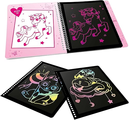 Miniatura 3 de Depesche Ylvi Magic Scratch Book - 20 páginas de motivos de unicornio y animales, incluye bolígrafo para rascar, unisex, a partir de 3 años