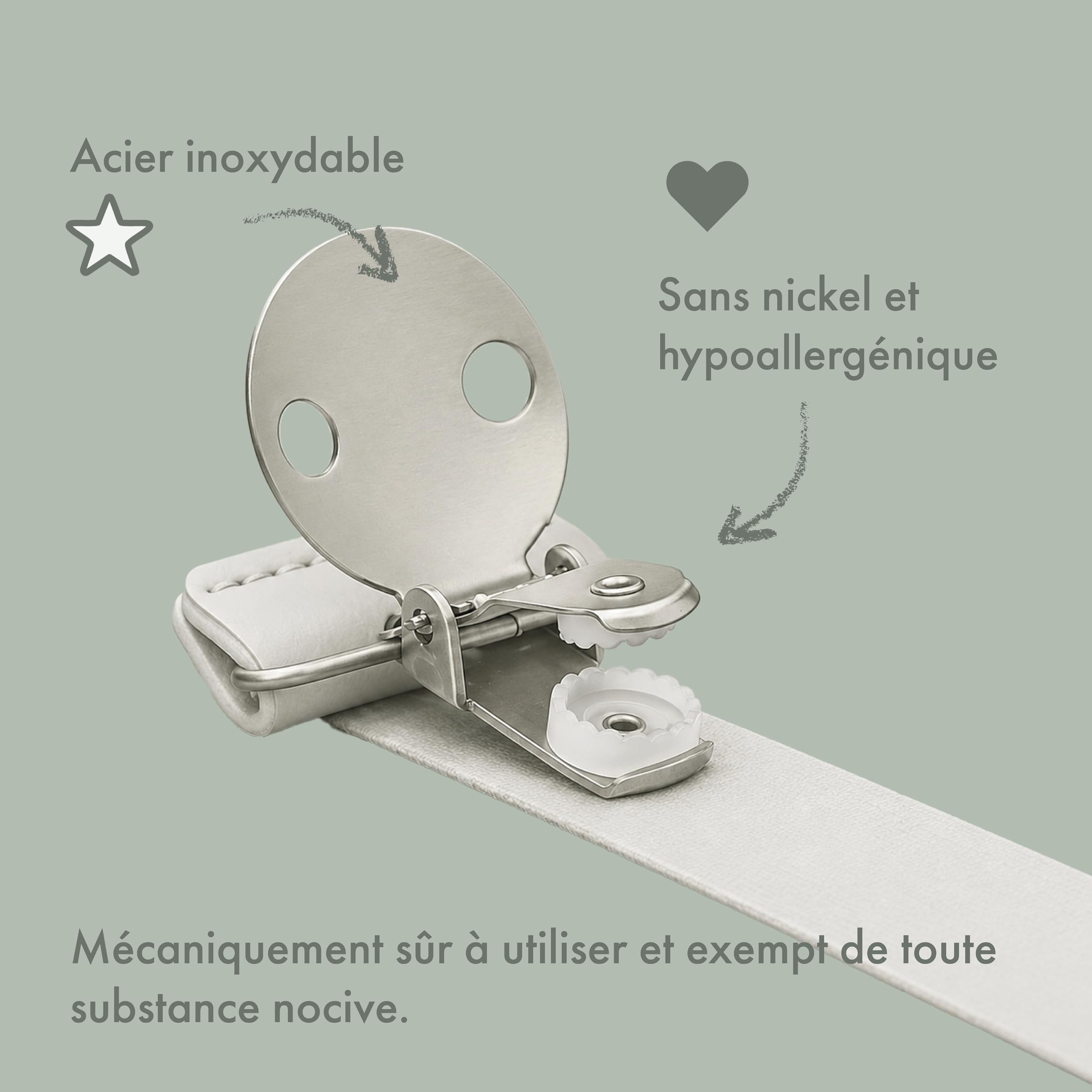 Elodie Details Pack de 2 Attache-Tétine en Tissu et Clip en Acier Inoxydable, pour Bébé Garçon et Fille, Anneau Universel en Silicone - Powder Pink/Soft Terracotta