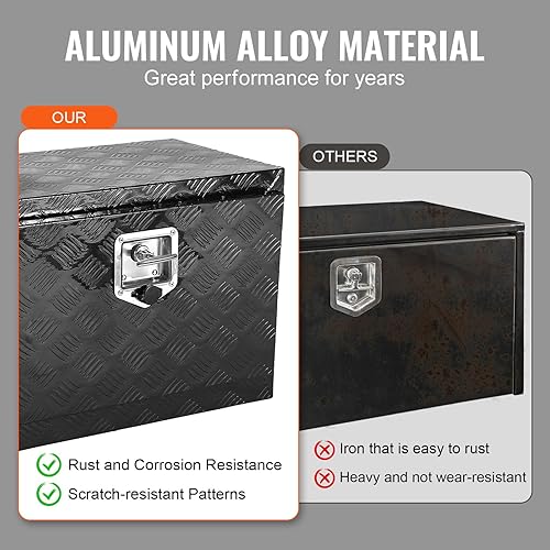 Miniatura 4 de VEVOR Underbody - Caja de almacenamiento para camioneta de 24 x 14 x 16 pulgadas, caja de herramientas de aluminio resistente con cerradura y Negro