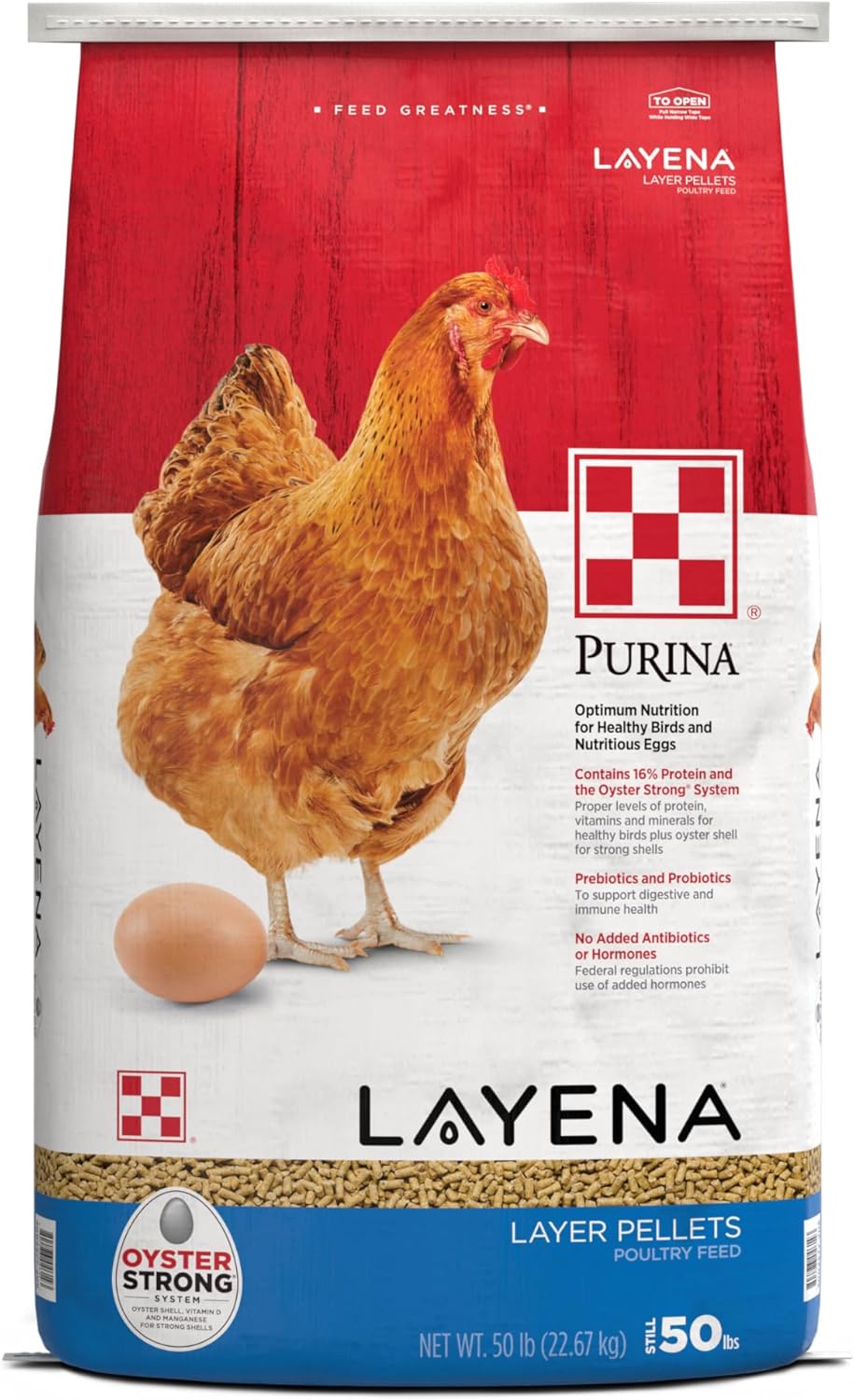 Purina, Layena Pellets, Chicken Feed for Laying Hens, 50 lbs