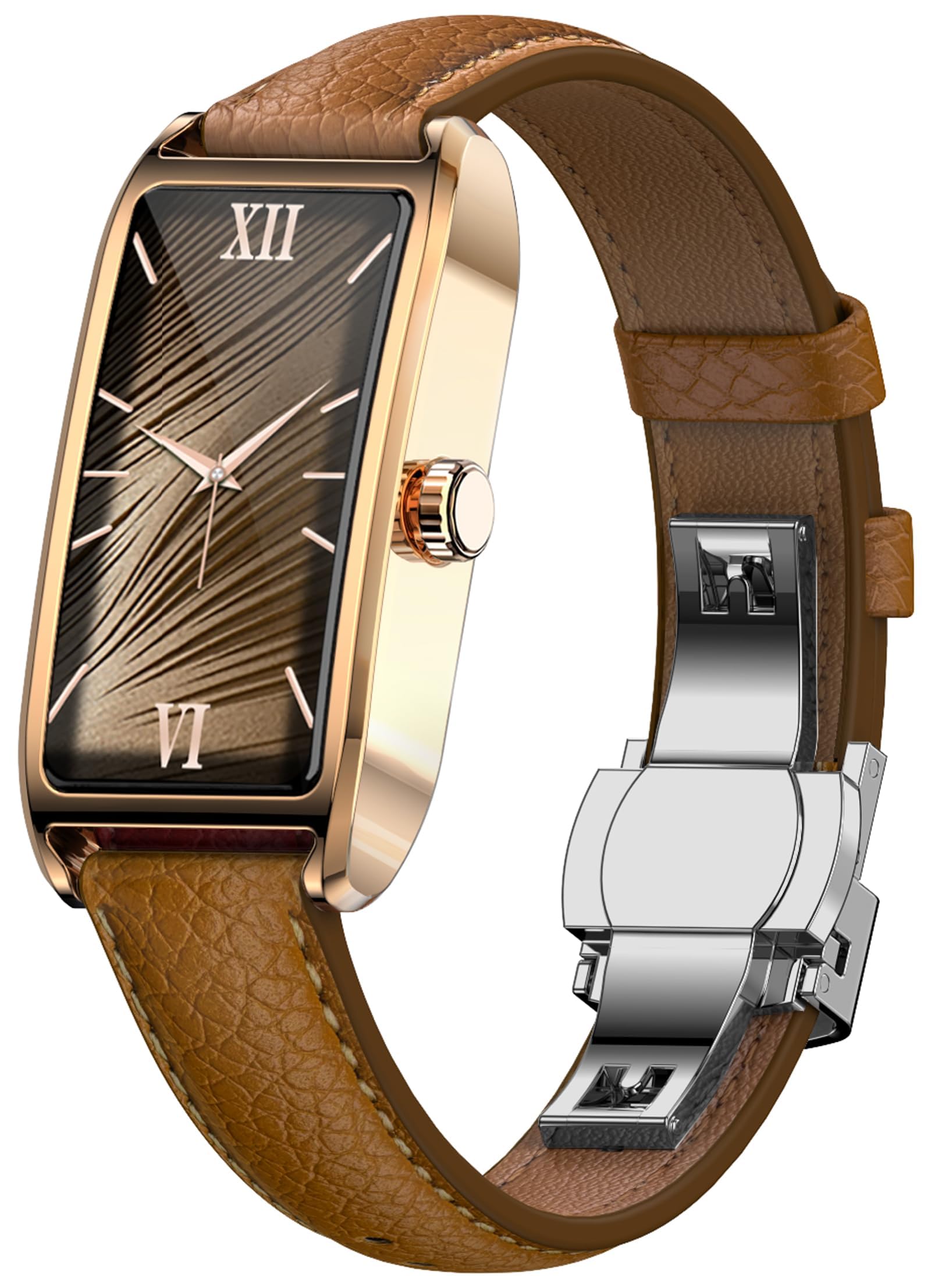 Fitness Tracker for Women Ladies Fitness Watch Dressy Leather Strap Alloy Case Luxury Fashion Heart Rate Monitor Sleep Tracker Pedometer Step Counter Waterproof Elegant Smart Watch for Womens