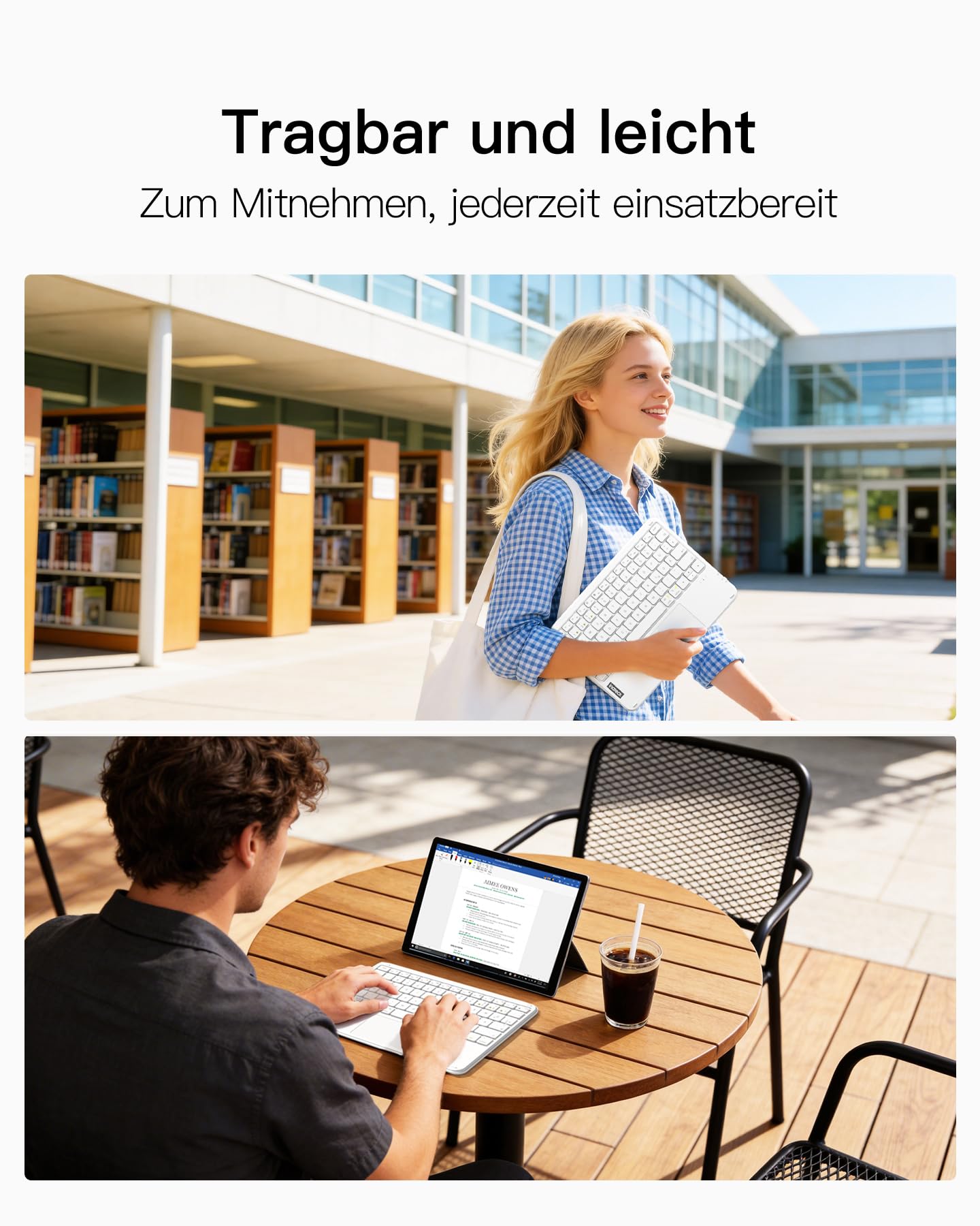 Inateck ultradünne Tablet-Tastatur mit Touchpad, 3 Bluetooth-Kanäle – Ansicht 7