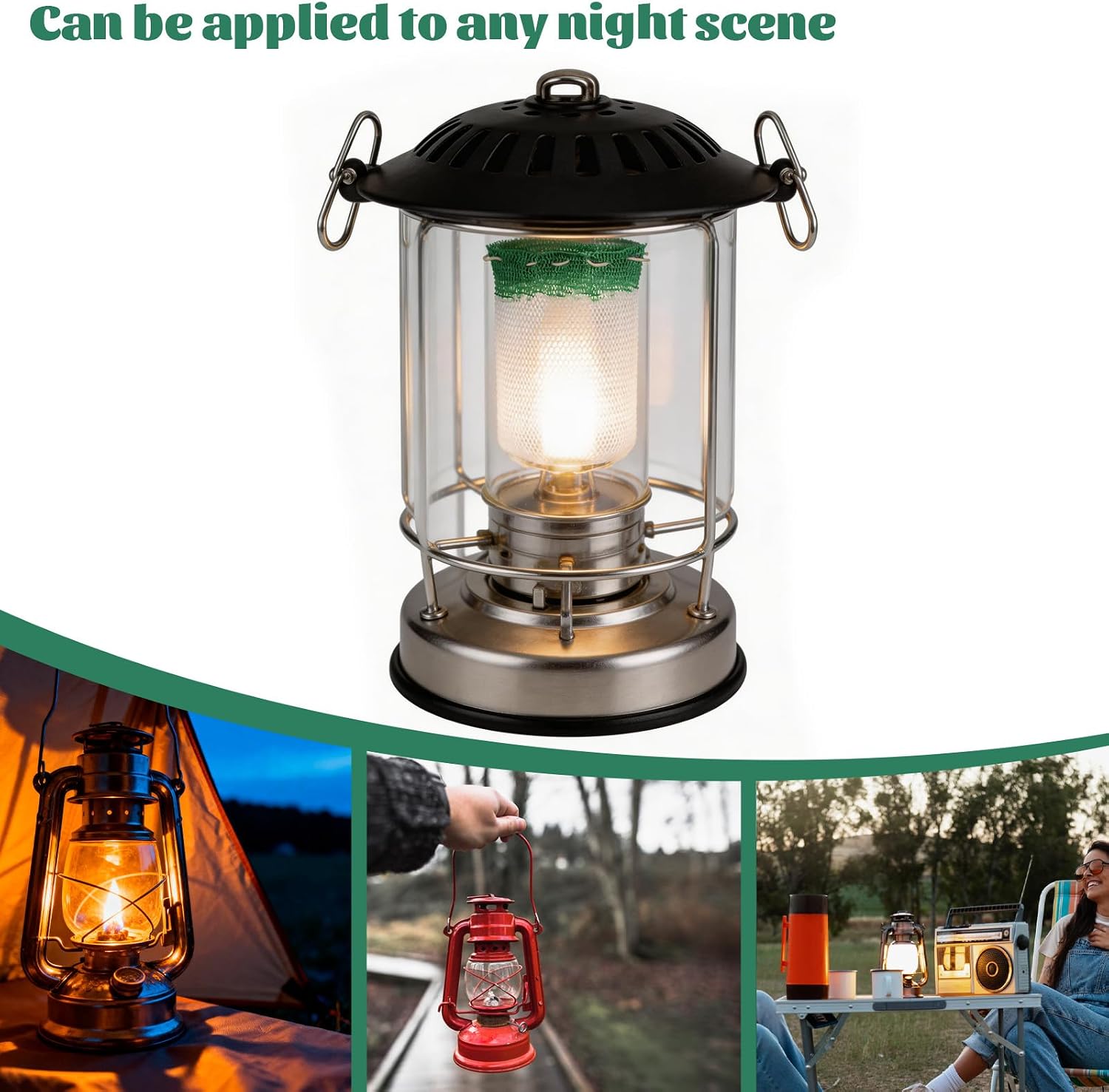 Lantern Mantles 20 Pack, Propane Lamp Accessories for Outdoor Camping, U-Shaped 3.15x2.36 Inch Replacement Mantles (Green)