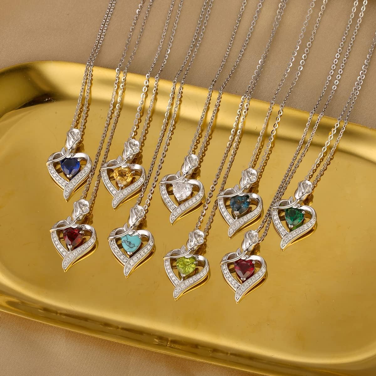 FANCIME 925 Sterling Silver September Birthstone Necklace Rose Heart Pendant Blue Sapphire Necklace with Fine Jewellery Box Christmas Birthday Valentine's Day Mother's Day Present for Women Mother - Image 5