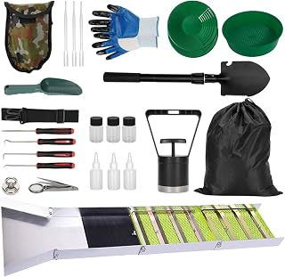 Gold Panning Accessories Kit - 50" Sluice Box Replacement Parts, 27PCS Gold Mining Equipment Set, Folding Aluminum Alloy Gold Prospecting Gear for Adults & Beginners