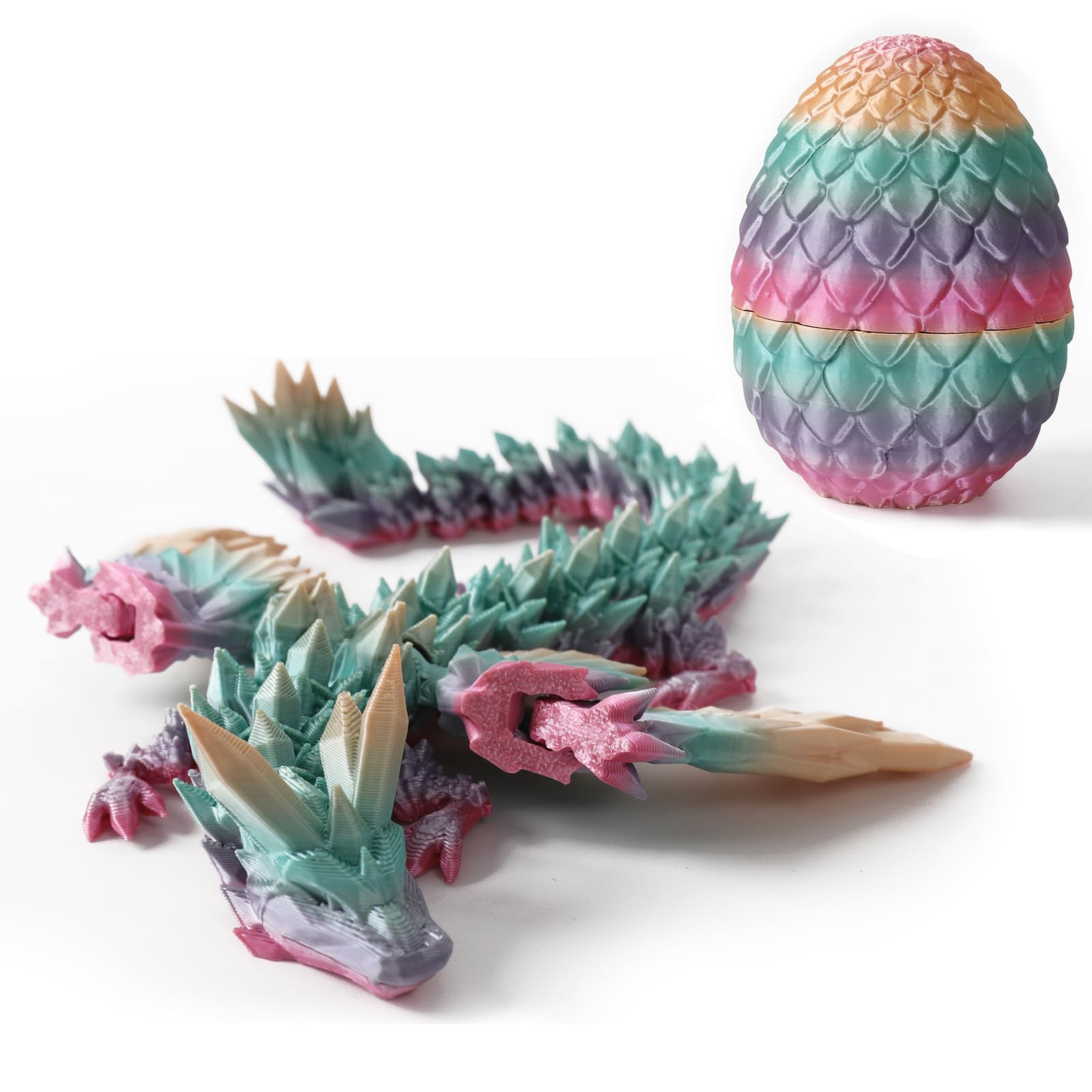 3D-gedrucktes Drachenei Mit Beweglichem Drachen – 22 Cm, Aus PLA, Leuchteffekt, Als Deko