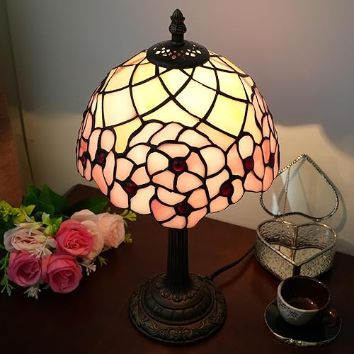 Miniatura 7 de Tiffany Lámpara de mesa de vidrieras de 8 x 8 x 14 pulgadas, luz de lectura para escritorio, decoración al lado del dormitorio, sala de estar, hogar