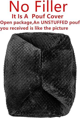 Miniatura 8 de Asuprui Puf otomano redondo sin relleno, sin relleno, de piel sintética suave, 20 x 20 x 12 pulgadas, silla mullida, puf con almacenamiento para