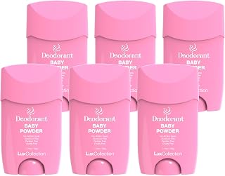 Lux Collection Deodorant for All Skin Types - Fresh Scent Aluminum Free Deodorant for Skin, Paraben Free & Cruelty Free (1.76oz 6 Pack, Baby Powder)