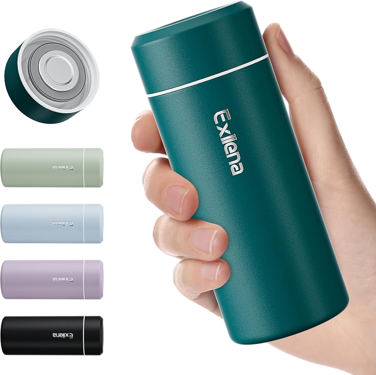 【Upgraded】Exllena Small Insulated Water Bottle 8 oz/250ml– Mini Insulated Water Bottle for Hot & Cold Drinks, Perfect Small Flask for Travel, Purse…(Lake Blue)