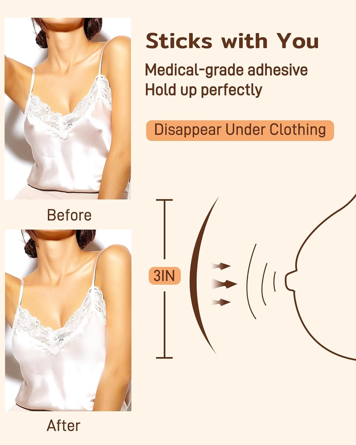 Nipple Covers for Women 2 Pairs, Pasty Nipple Covers, Hypoallergenic Sticky Adhesive Silicone Pasties Reusable with Case - Image 3