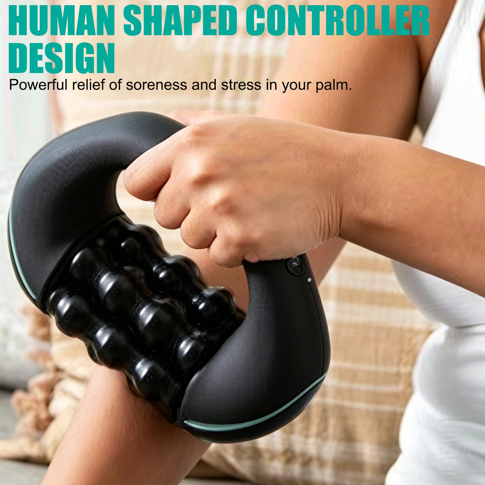 Masajeador Eléctrico De Mano Con Ruedas, Rodillo Muscular De Percusión Con Ruedas De 3 Velocidades, Portátil Y Recargable, Alivia El Dolor Y Mejora La Circulación Sanguínea(1pc)