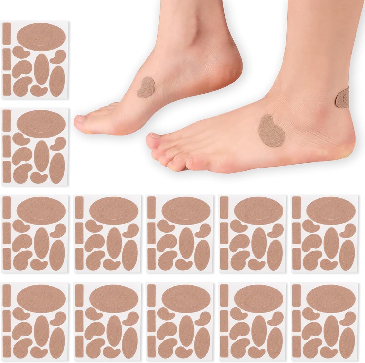 Moleskin for Blisters, Adhesive Moleskin Pads, Moleskin Padding for Feet, Shoes, Toes, Heel | Blister Prevention and Reduce Friction (20 Sheets - 40 Pieces Total)