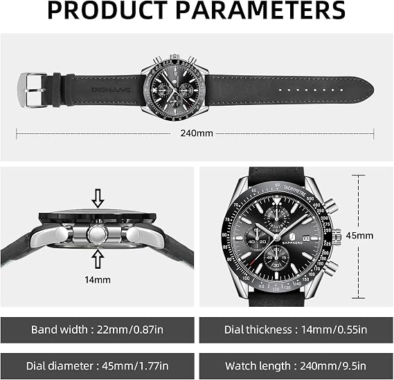 BENYAR Watch for Men Analog Quartz Chronograph Waterproof Luminous Designer Big Face Mens Wrist Watches Business Sport Casual Dress Elegant Gifts for Men