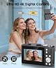 Digital Camera 4K 64MP Autofocus Compact Photo Camera 3 Inch 180° Flip Screen 16X Digital Zoom Vlogging Photography Cameras for Teenagers Beginners with 2 Batteries 32G Card (Black)