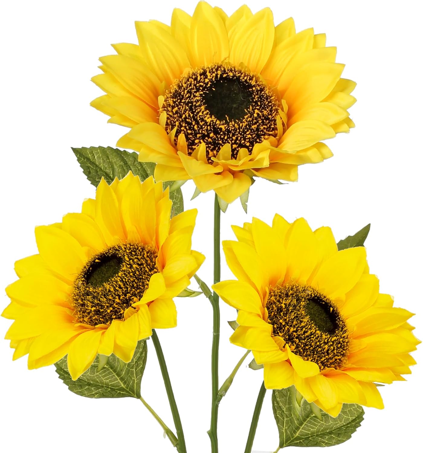 8 Pcs Large Sunflowers Artificial Flowers 6" Full Bloom Long Stem Artificial Sunflower 25.6" Tall Sun Flowers Giant Silk Sunflowers with Stem Fake Sunflower Floral Arrangement for Home Wedding Decor
