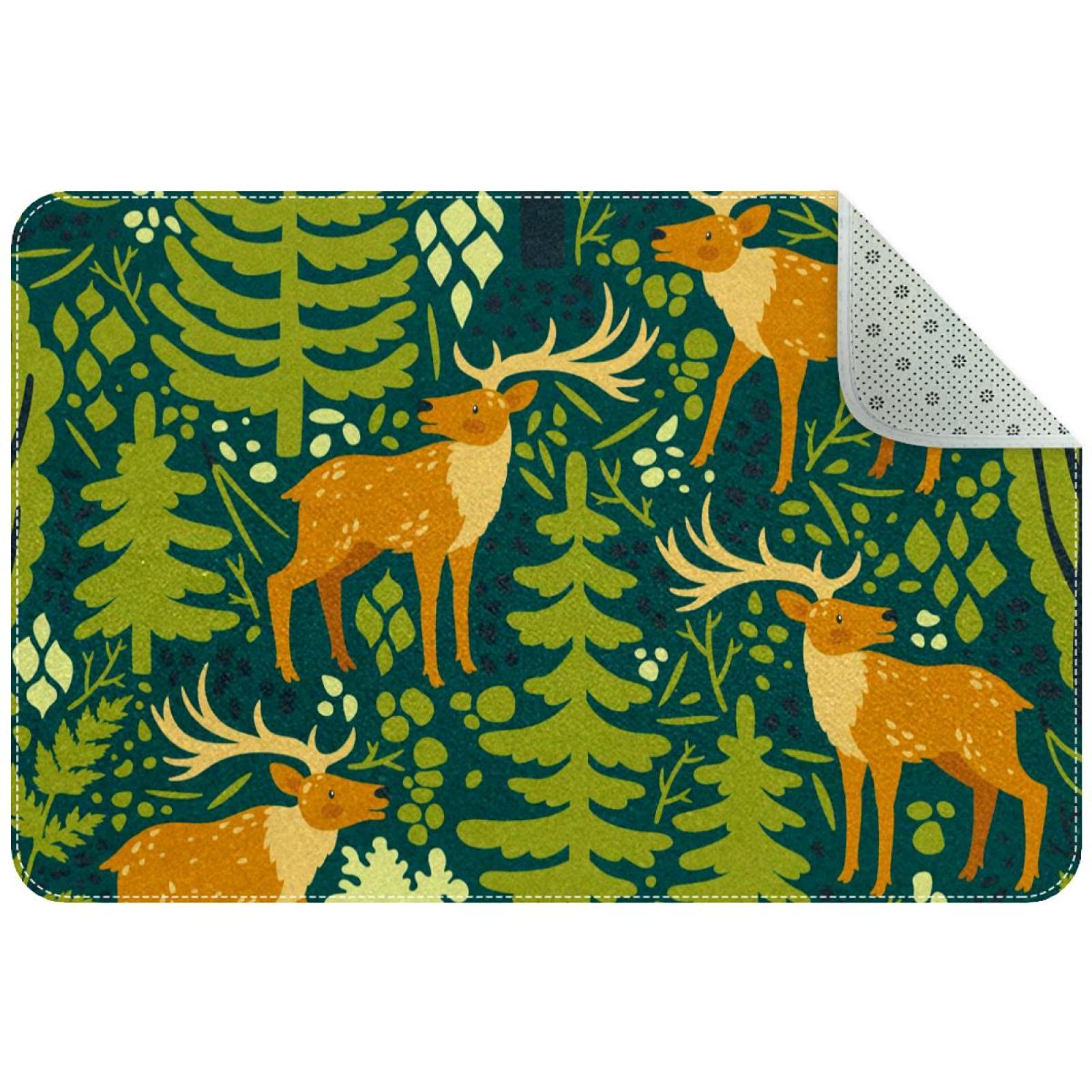 Paillasson motif élan vert lavable en machine tapis absorbant intérieur et extérieur