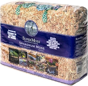 SuperMoss 22330 Orchid Sphagnum Moss Dried, Natural, 2.1lbs Small Bale