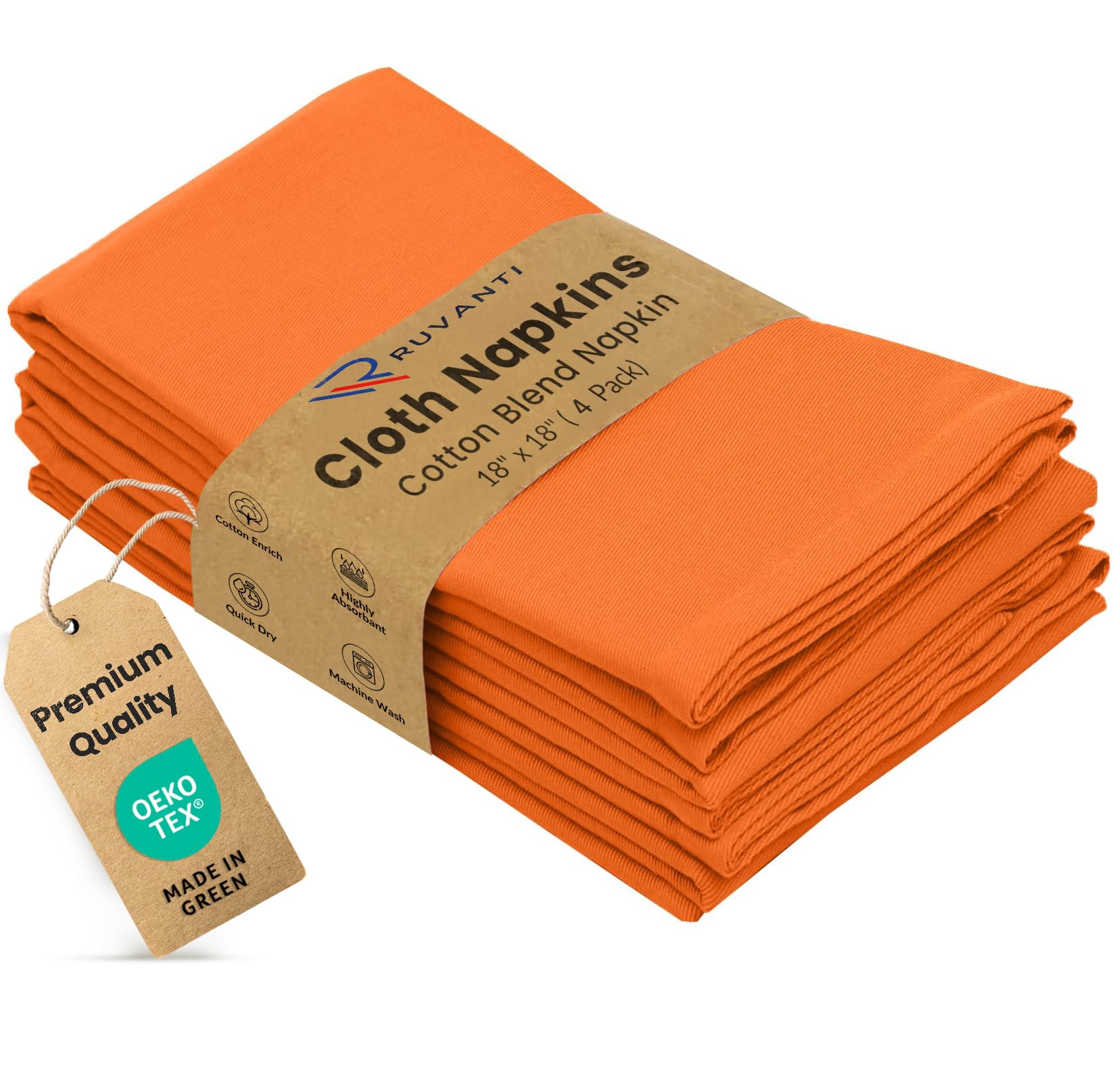 Ruvanti Cloth Napkins Set of 4, Cotton Enrich 18”x18” - Fall