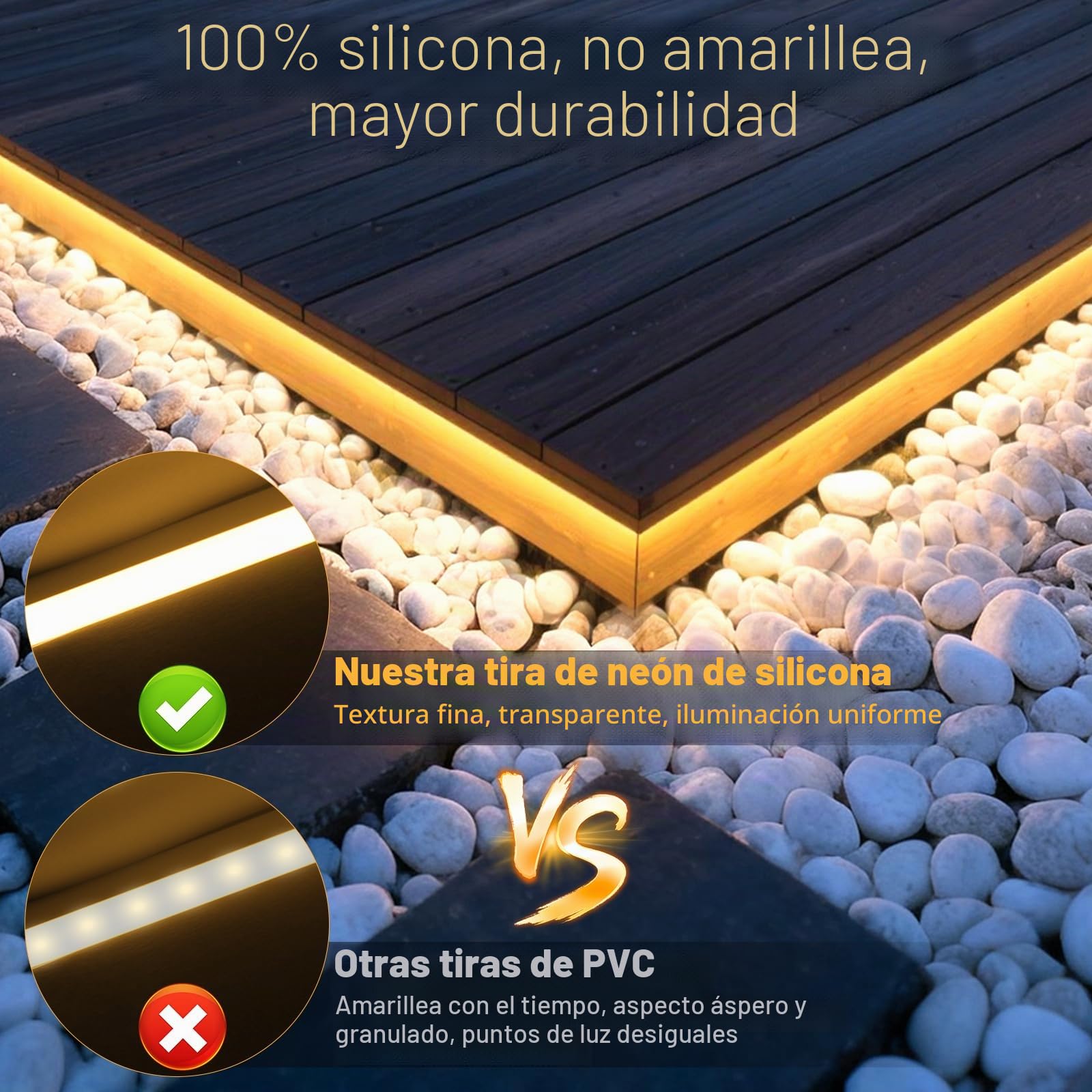Tira LED Neón 10M Regulable 1200 LEDs Blanco Cálido 2700K 24V Luz Neón LED IP65 Impermeable Silicona Flexible para Dormitorio Cocina Bar Decoración Interior y Exterior
