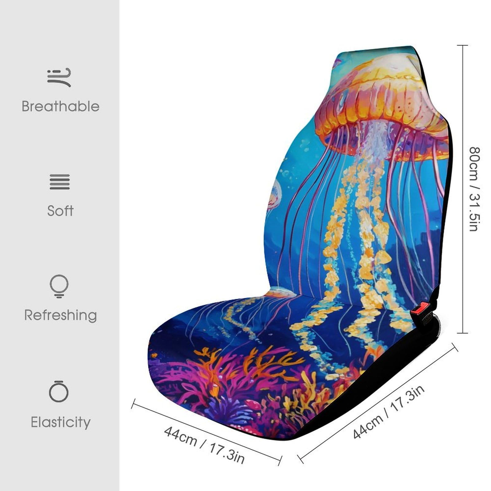 Seabed Jellyfish Car Seat Covers Universal Car Front Seats Protector Auto Interior Accessories 1PCS