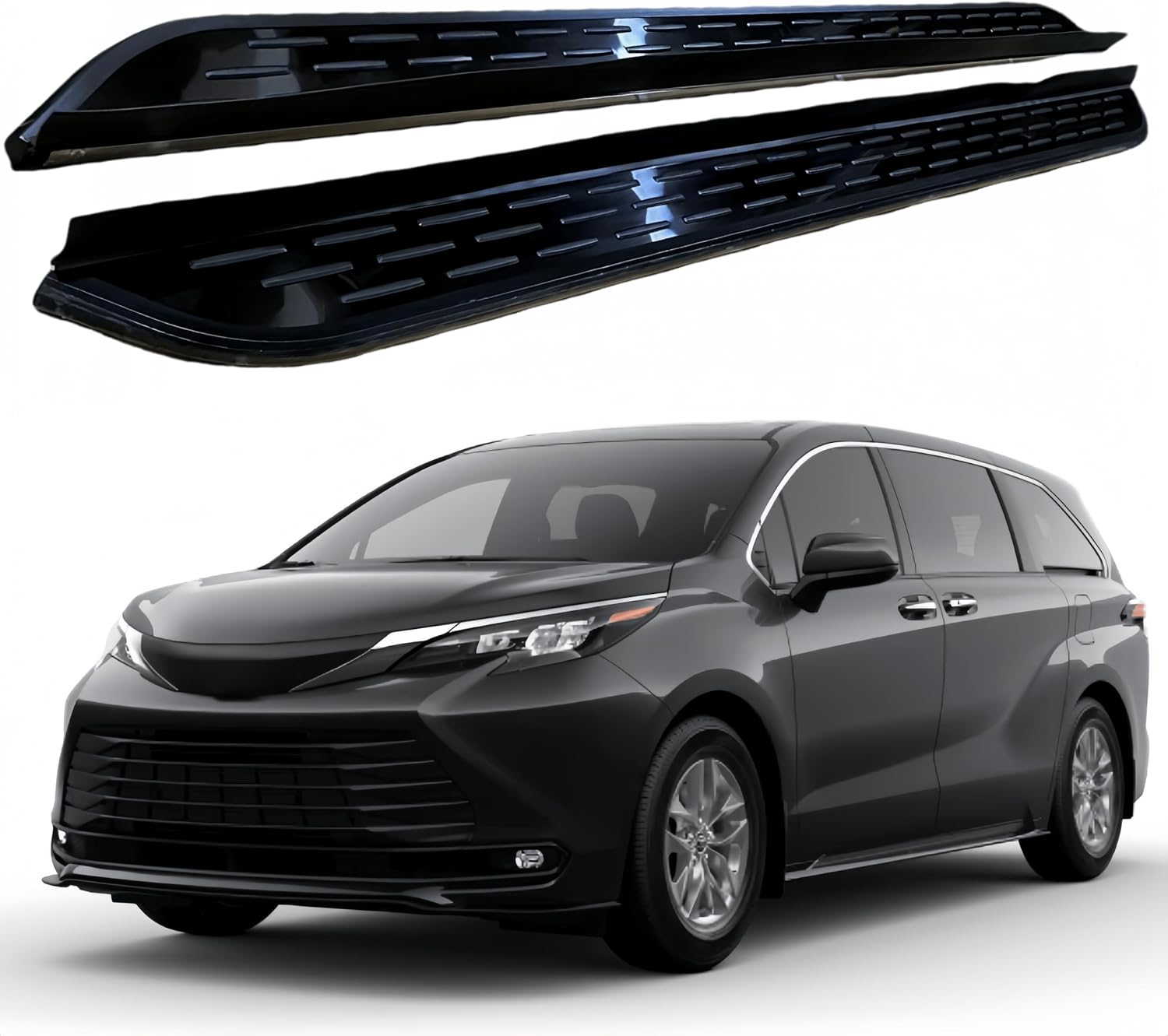 Running Boards Compatible with Toyota Sienna 2021-2026 Side Steps Rail Nerf Bars Accessories Pedal Protector Glossy Black Panel 2PCS