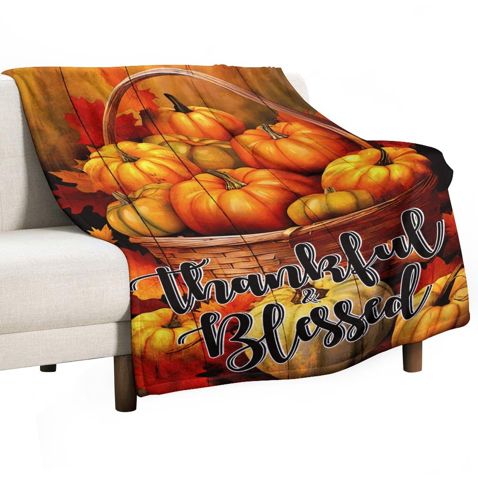 Couverture flanelle Thankful Blessed polaire respirante 127x152 cm pour adulte